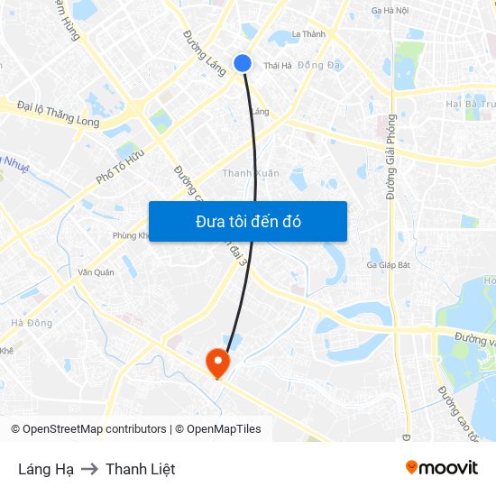 Láng Hạ to Thanh Liệt map