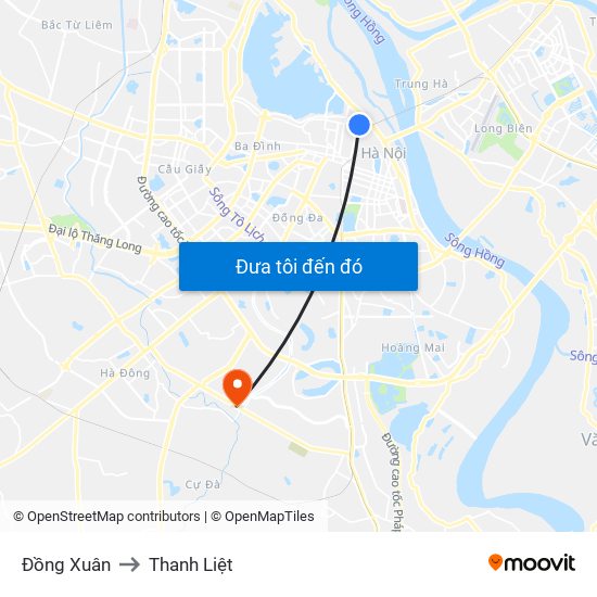 Đồng Xuân to Thanh Liệt map