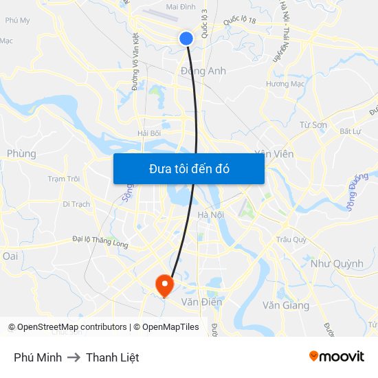 Phú Minh to Thanh Liệt map