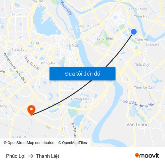 Phúc Lợi to Thanh Liệt map