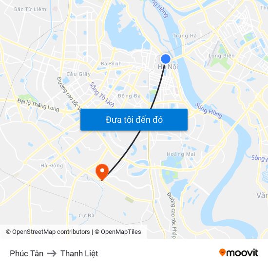 Phúc Tân to Thanh Liệt map