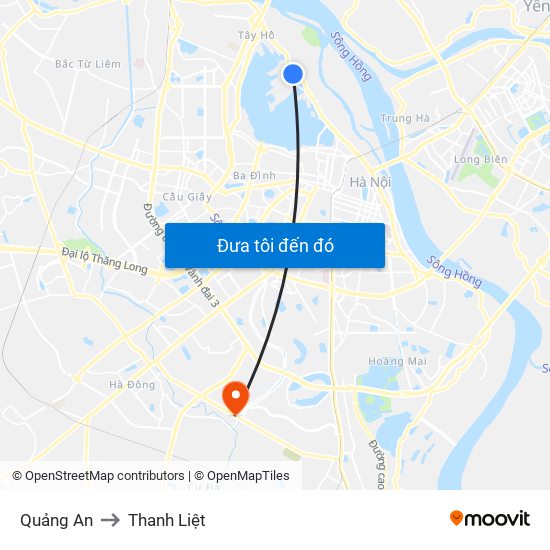 Quảng An to Thanh Liệt map