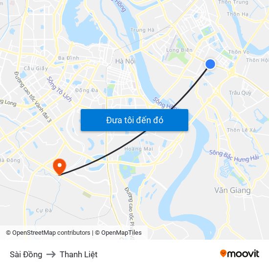 Sài Đồng to Thanh Liệt map