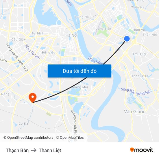Thạch Bàn to Thanh Liệt map
