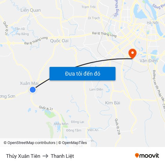 Thủy Xuân Tiên to Thanh Liệt map