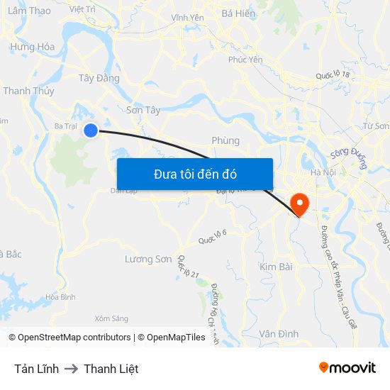 Tản Lĩnh to Thanh Liệt map