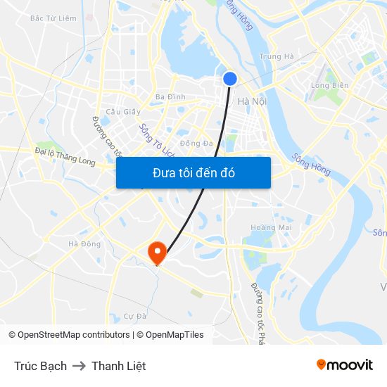 Trúc Bạch to Thanh Liệt map