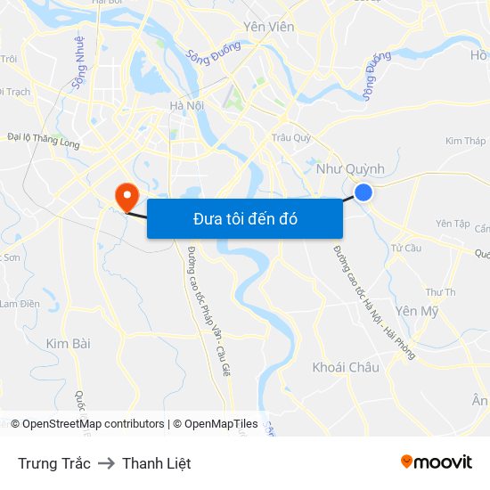 Trưng Trắc to Thanh Liệt map