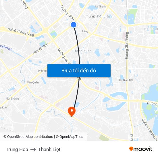 Trung Hòa to Thanh Liệt map