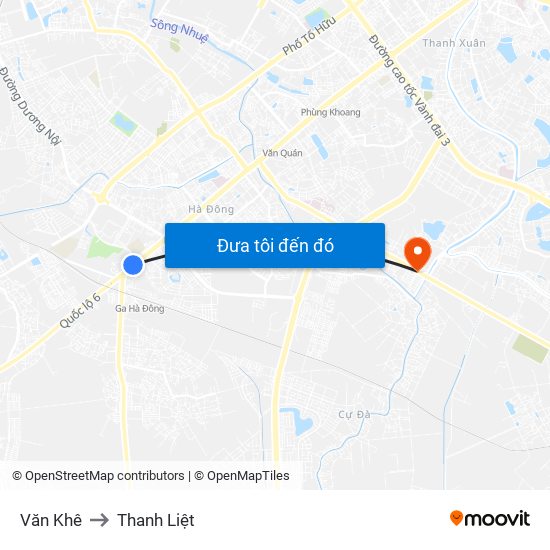 Văn Khê to Thanh Liệt map