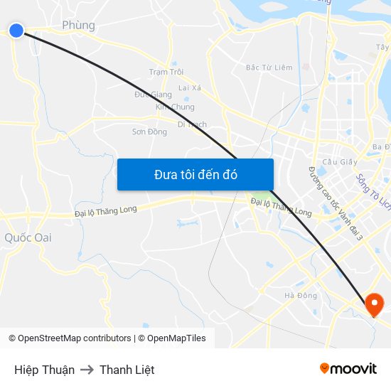 Hiệp Thuận to Thanh Liệt map
