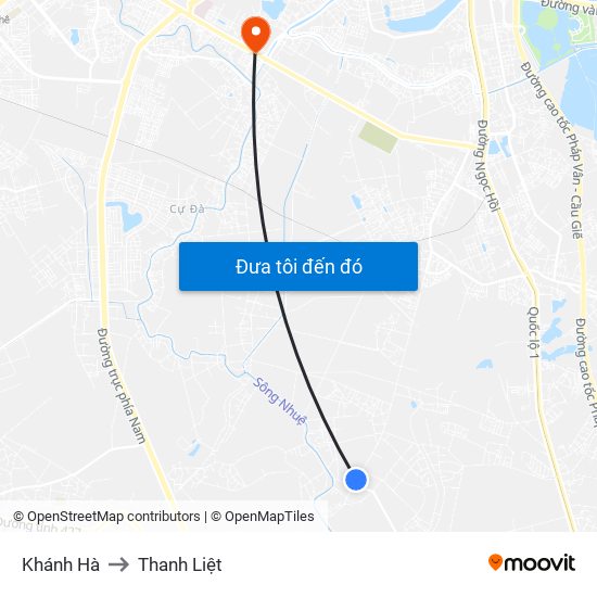 Khánh Hà to Thanh Liệt map