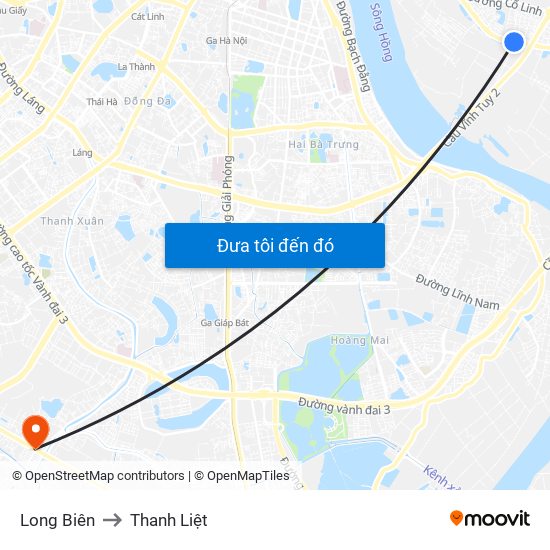 Long Biên to Thanh Liệt map