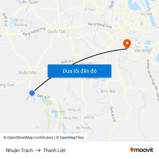 Nhuận Trạch to Thanh Liệt map