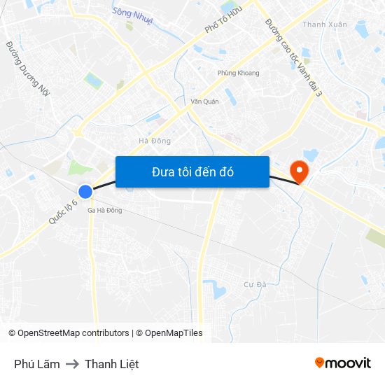 Phú Lãm to Thanh Liệt map