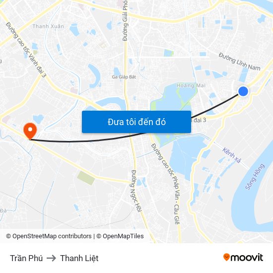 Trần Phú to Thanh Liệt map