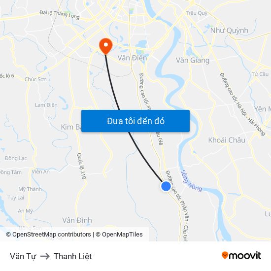 Văn Tự to Thanh Liệt map