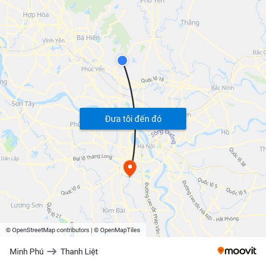 Minh Phú to Thanh Liệt map