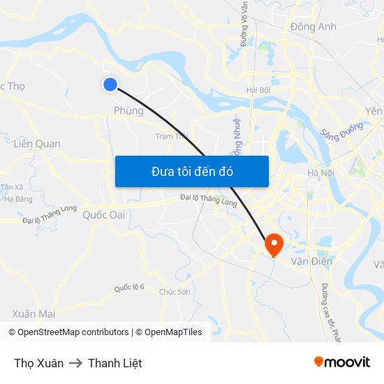 Thọ Xuân to Thanh Liệt map