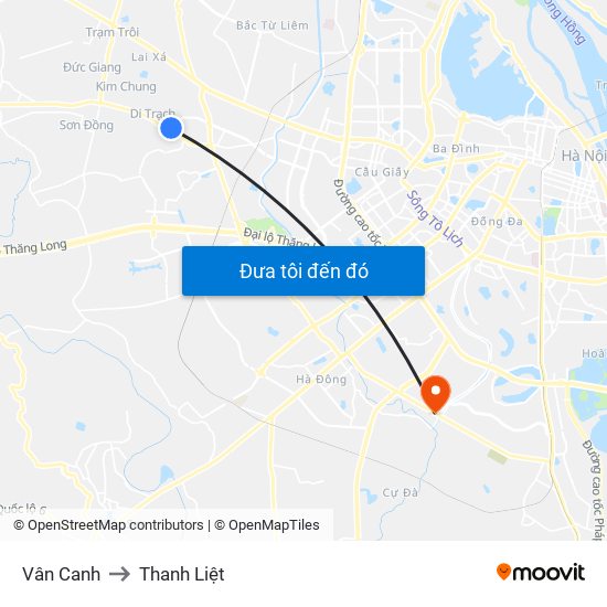 Vân Canh to Thanh Liệt map