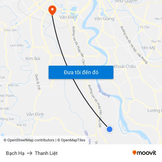 Bạch Hạ to Thanh Liệt map