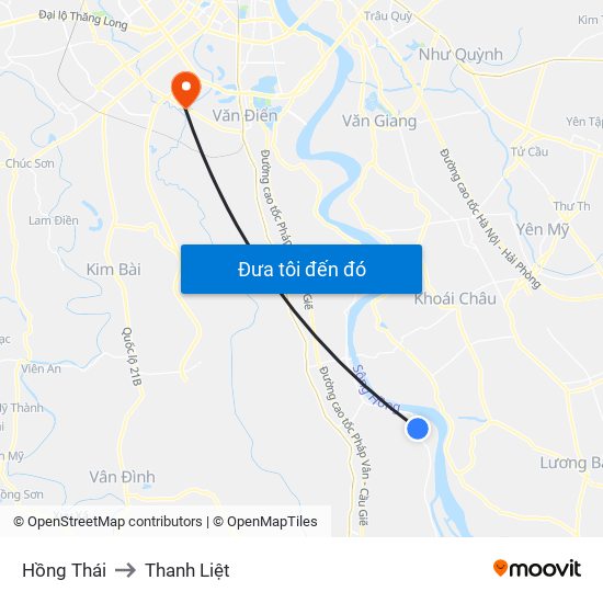 Hồng Thái to Thanh Liệt map