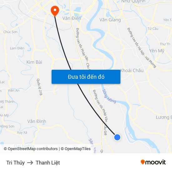 Tri Thủy to Thanh Liệt map