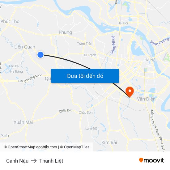 Canh Nậu to Thanh Liệt map