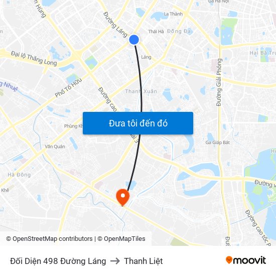 Đối Diện 498 Đường Láng to Thanh Liệt map