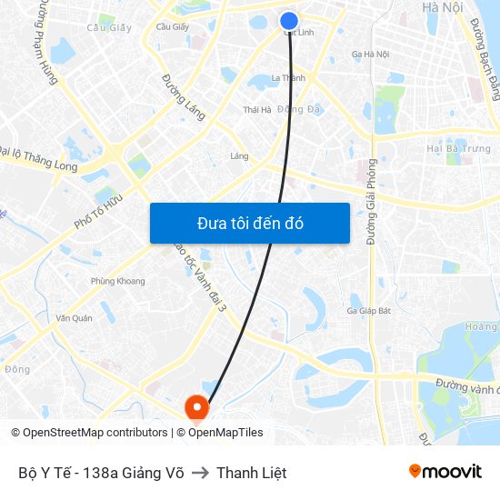 Bộ Y Tế - 138a Giảng Võ to Thanh Liệt map