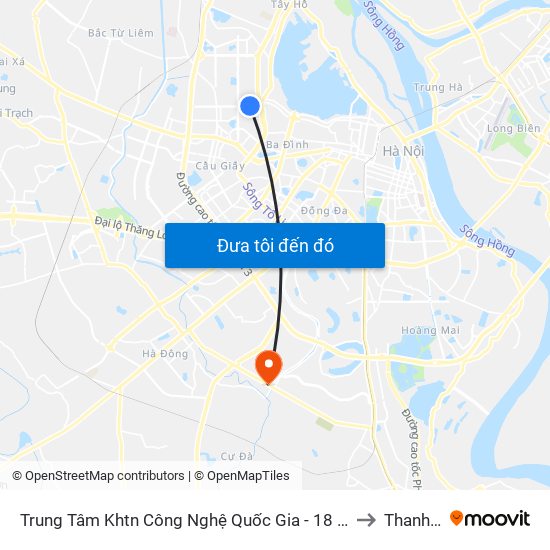 Trung Tâm Khtn Công Nghệ Quốc Gia - 18 Hoàng Quốc Việt to Thanh Liệt map