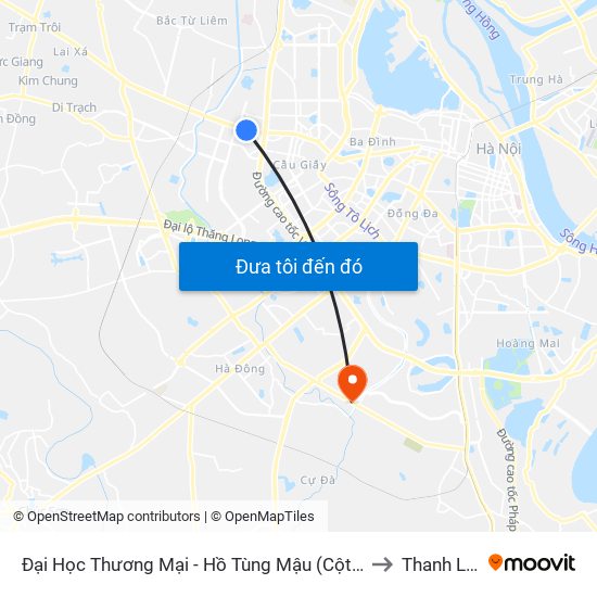 Đại Học Thương Mại - Hồ Tùng Mậu (Cột Sau) to Thanh Liệt map
