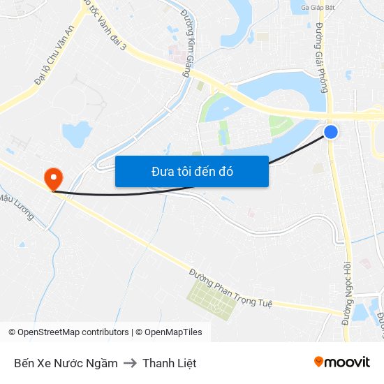 Bến Xe Nước Ngầm to Thanh Liệt map