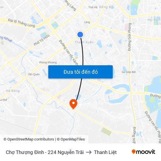 Chợ Thượng Đình - 224 Nguyễn Trãi to Thanh Liệt map