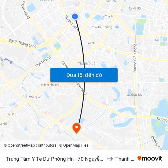 Trung Tâm Y Tế Dự Phòng Hn - 70 Nguyễn Chí Thanh to Thanh Liệt map