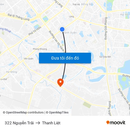 322 Nguyễn Trãi to Thanh Liệt map
