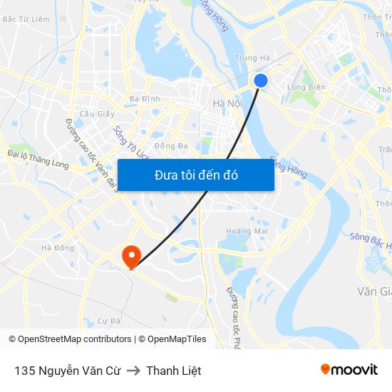 135 Nguyễn Văn Cừ to Thanh Liệt map