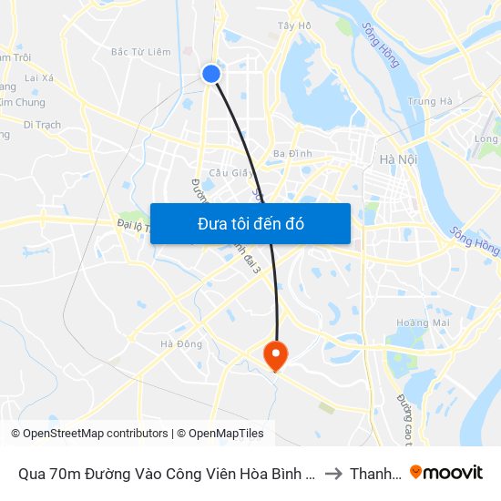 Qua 70m Đường Vào Công Viên Hòa Bình - Phạm Văn Đồng to Thanh Liệt map