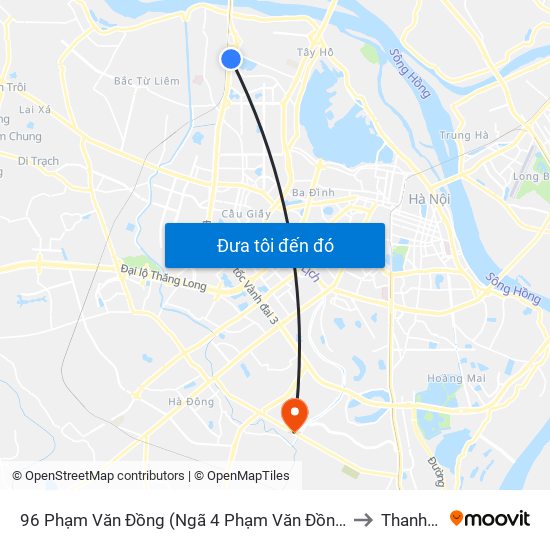 96 Phạm Văn Đồng (Ngã 4 Phạm Văn Đồng - Xuân Đỉnh) to Thanh Liệt map