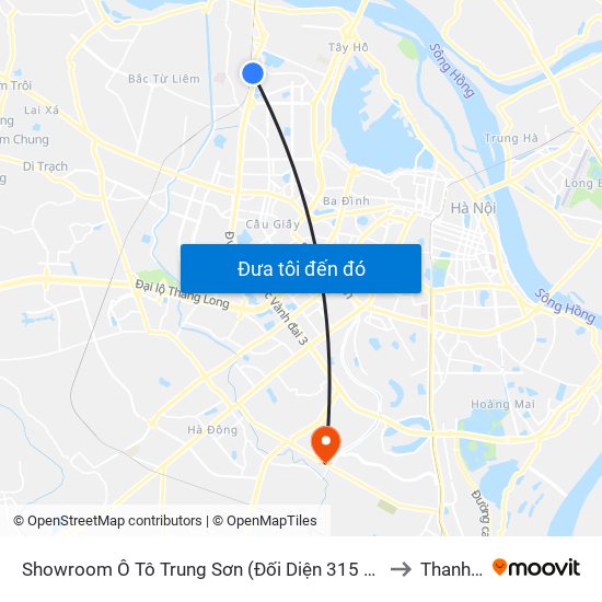 Showroom Ô Tô Trung Sơn (Đối Diện 315 Phạm Văn Đồng) to Thanh Liệt map