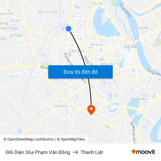 Đối Diện 36a Phạm Văn Đồng to Thanh Liệt map