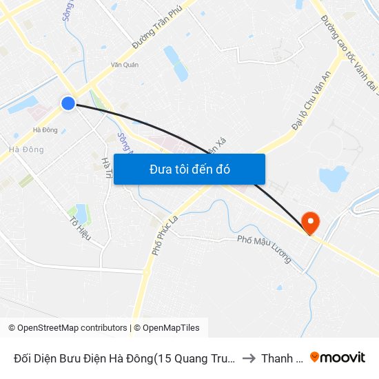 Đối Diện Bưu Điện Hà Đông(15 Quang Trung Hà Đông) to Thanh Liệt map