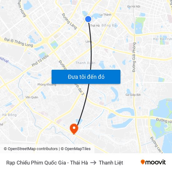 Rạp Chiếu Phim Quốc Gia - Thái Hà to Thanh Liệt map