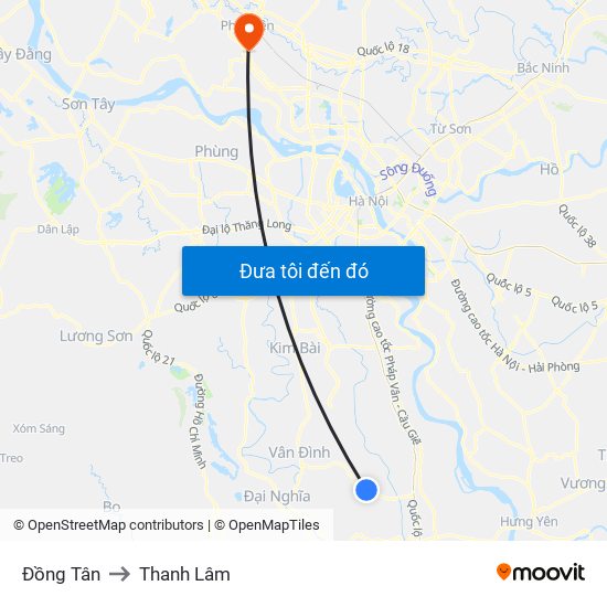 Đồng Tân to Thanh Lâm map