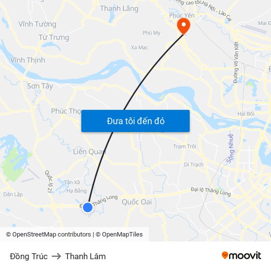 Đồng Trúc to Thanh Lâm map