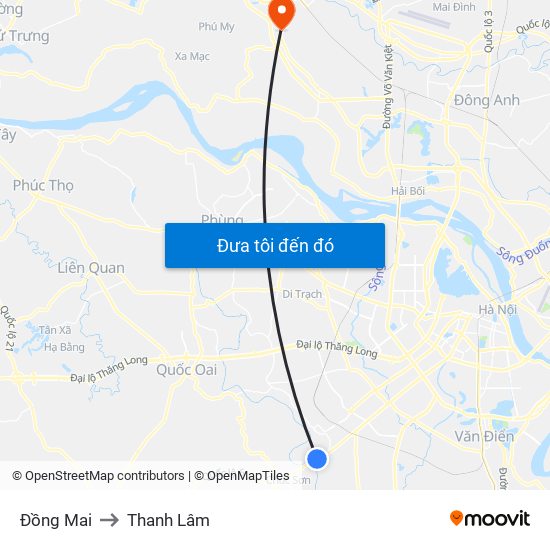 Đồng Mai to Thanh Lâm map