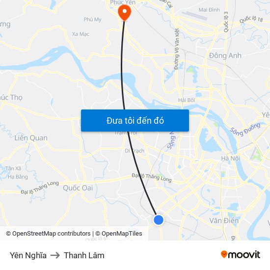 Yên Nghĩa to Thanh Lâm map