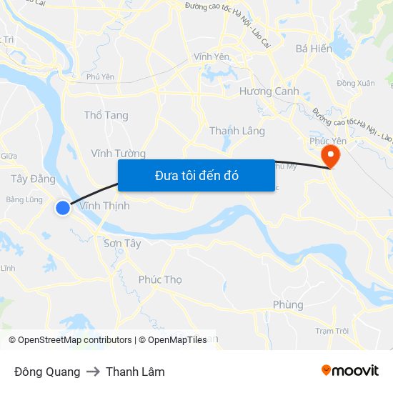Đông Quang to Thanh Lâm map