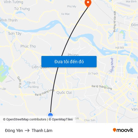 Đông Yên to Thanh Lâm map