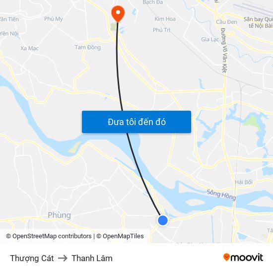 Thượng Cát to Thanh Lâm map